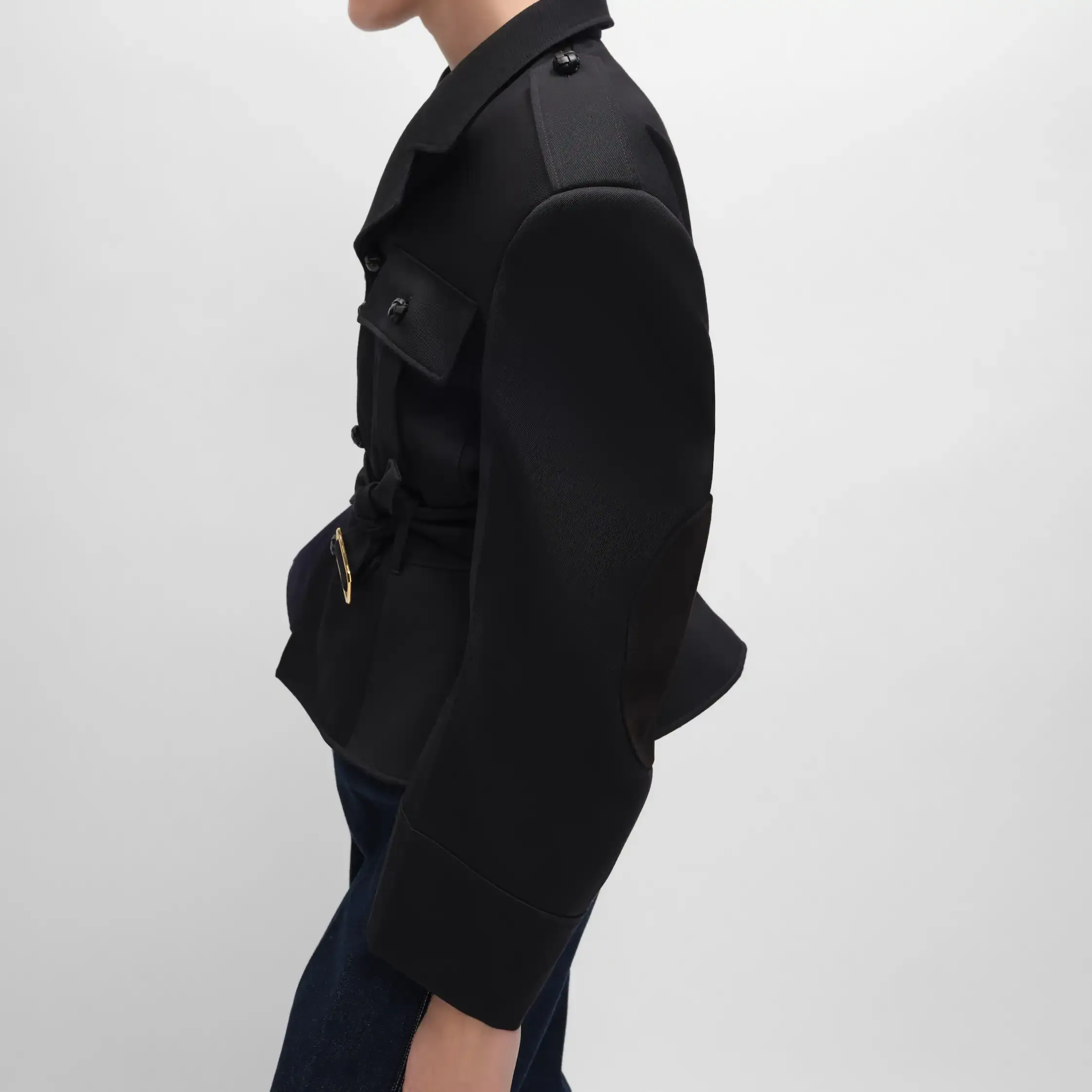 jaqueta peplum em gabardine de lã