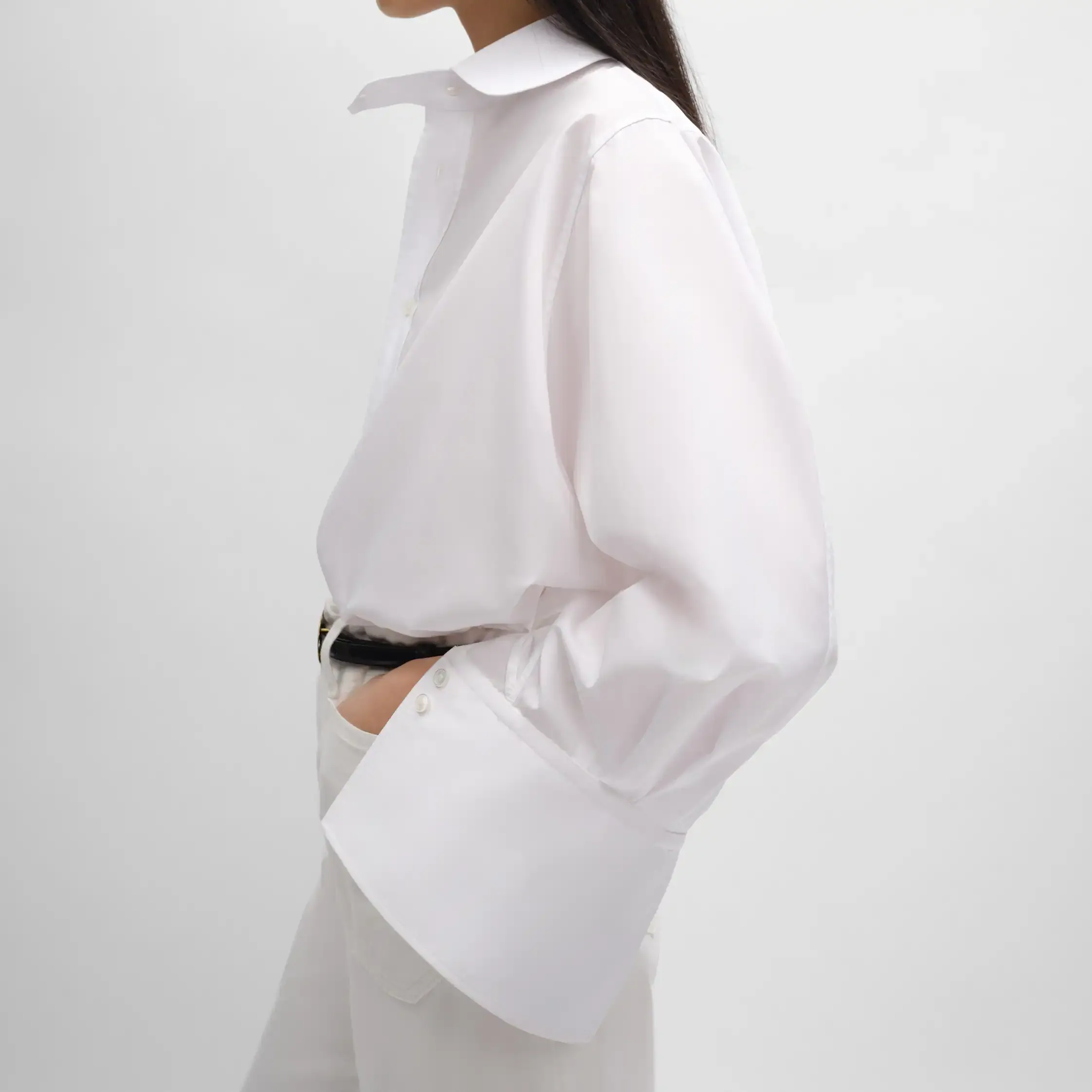 camisa oversized em popelina de algodão