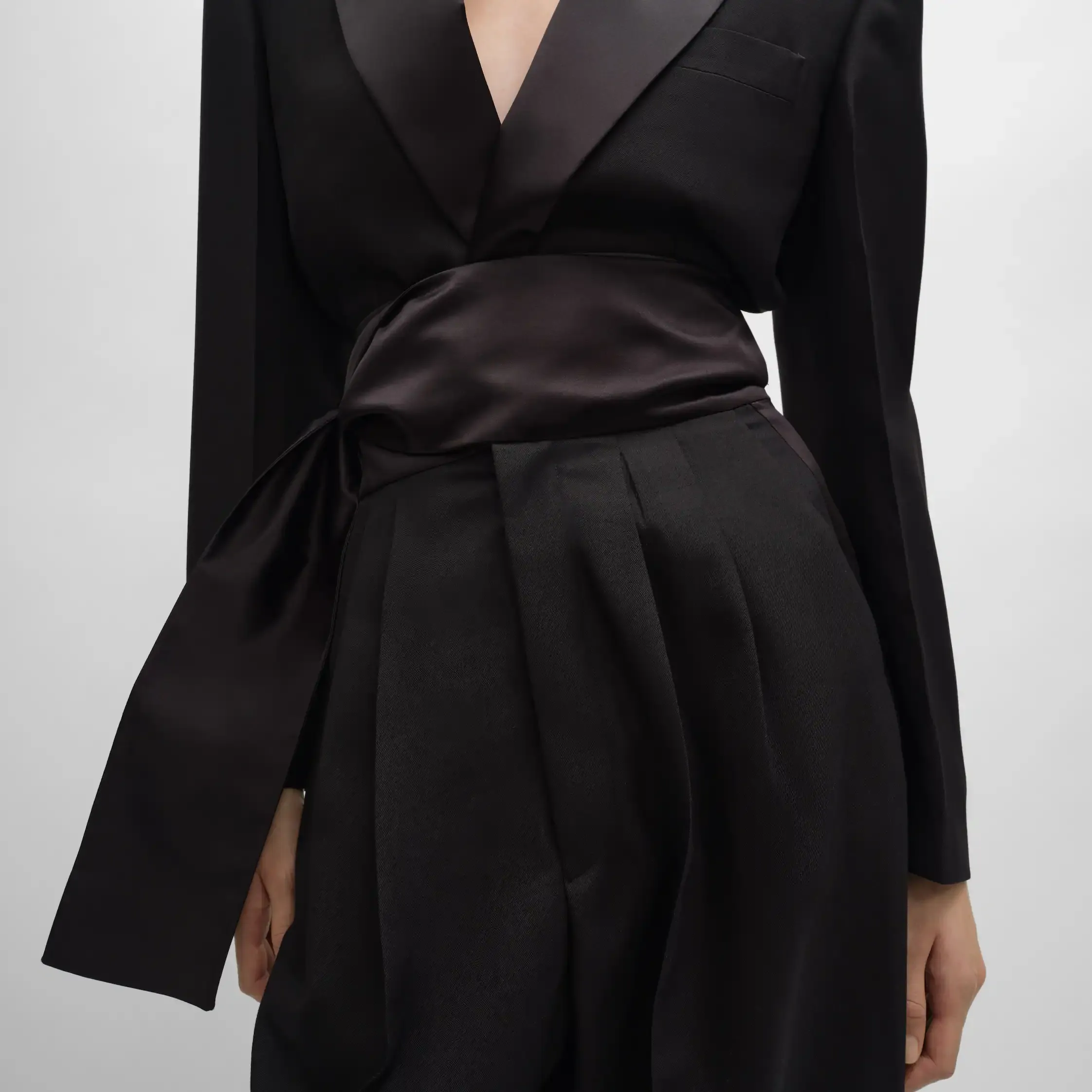calças tuxedo em gabardine de lã