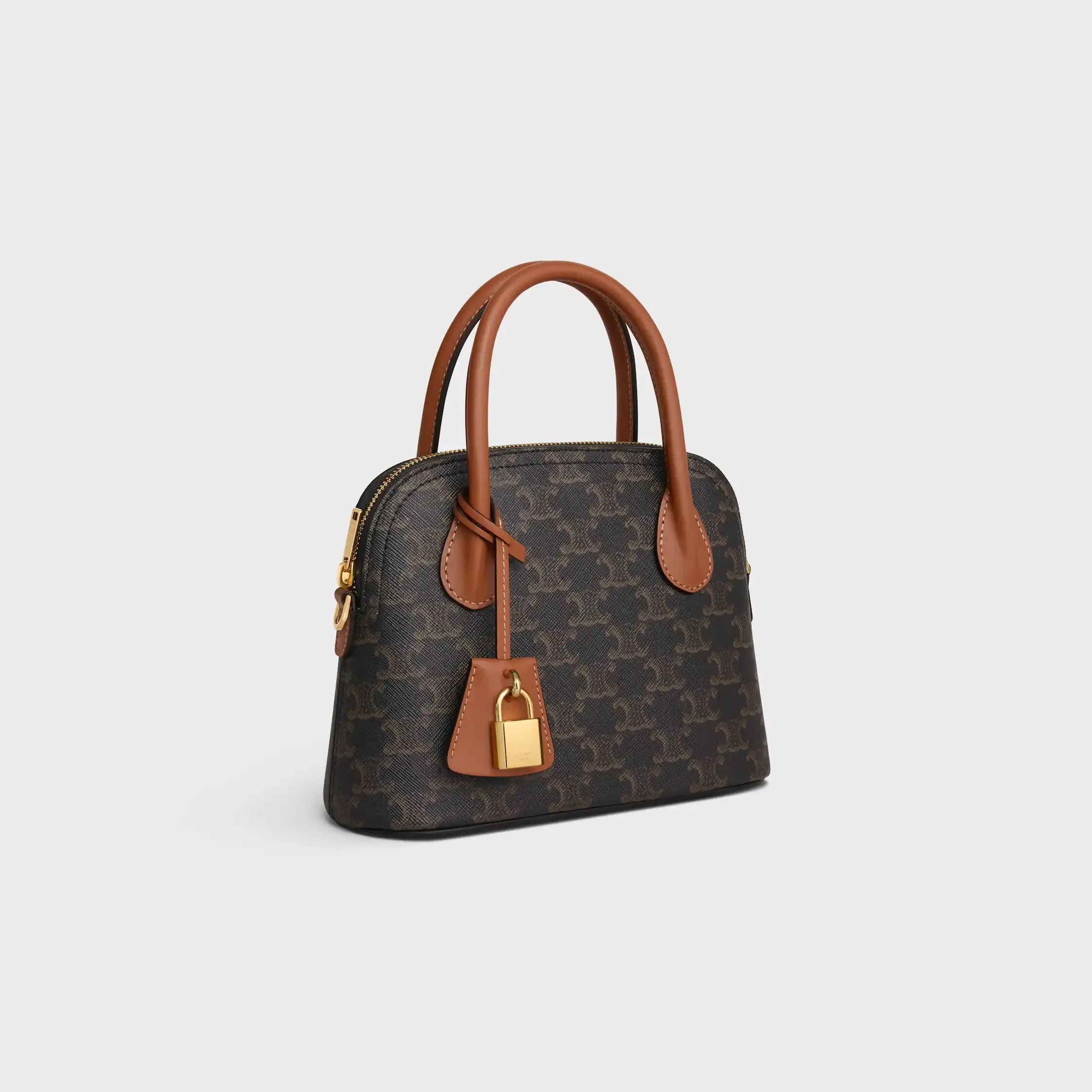 BOLSA TEEN HONORINE EM TECIDO TRIOMPHE E COURO DE VACA