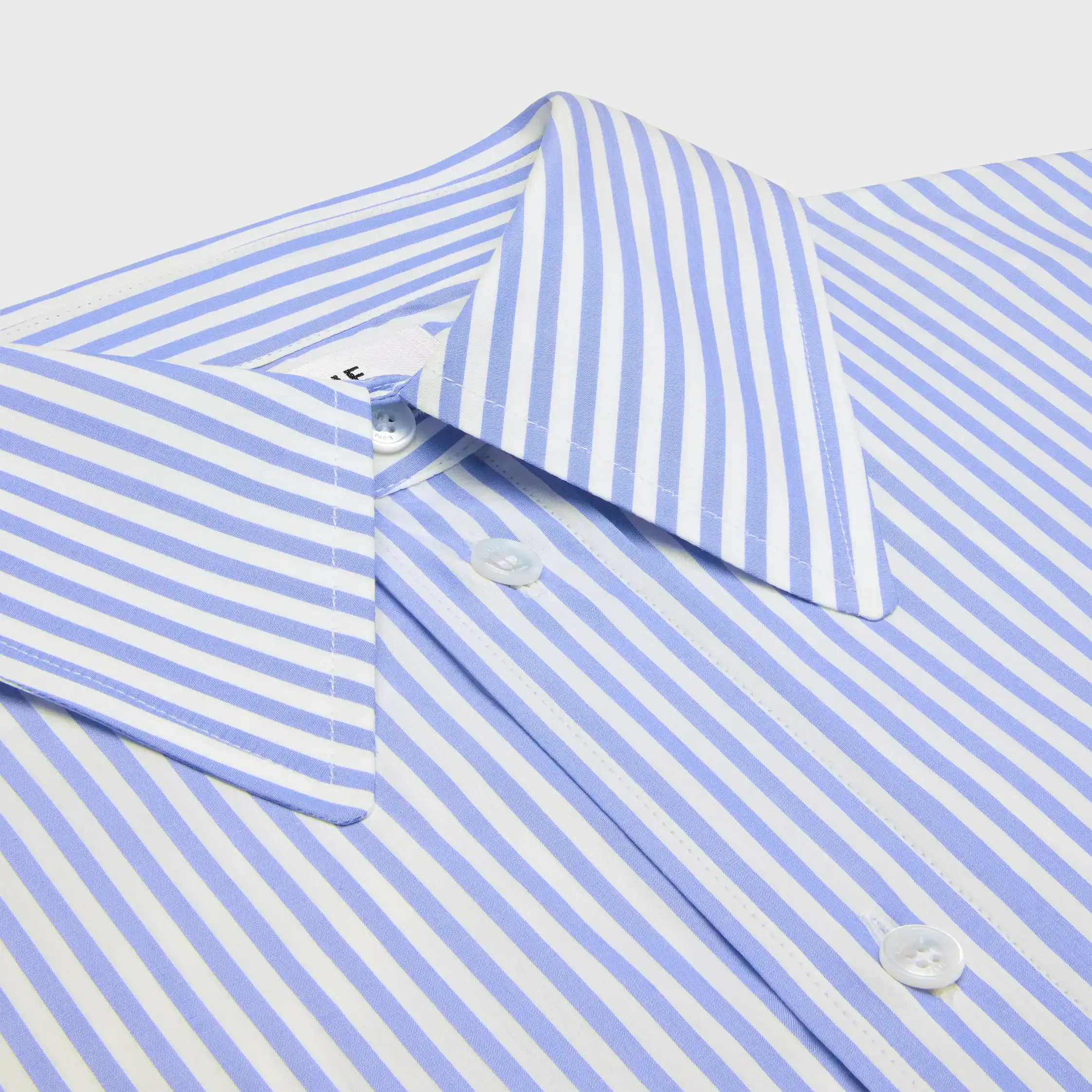 camisa cropped em algodão popeline listrado