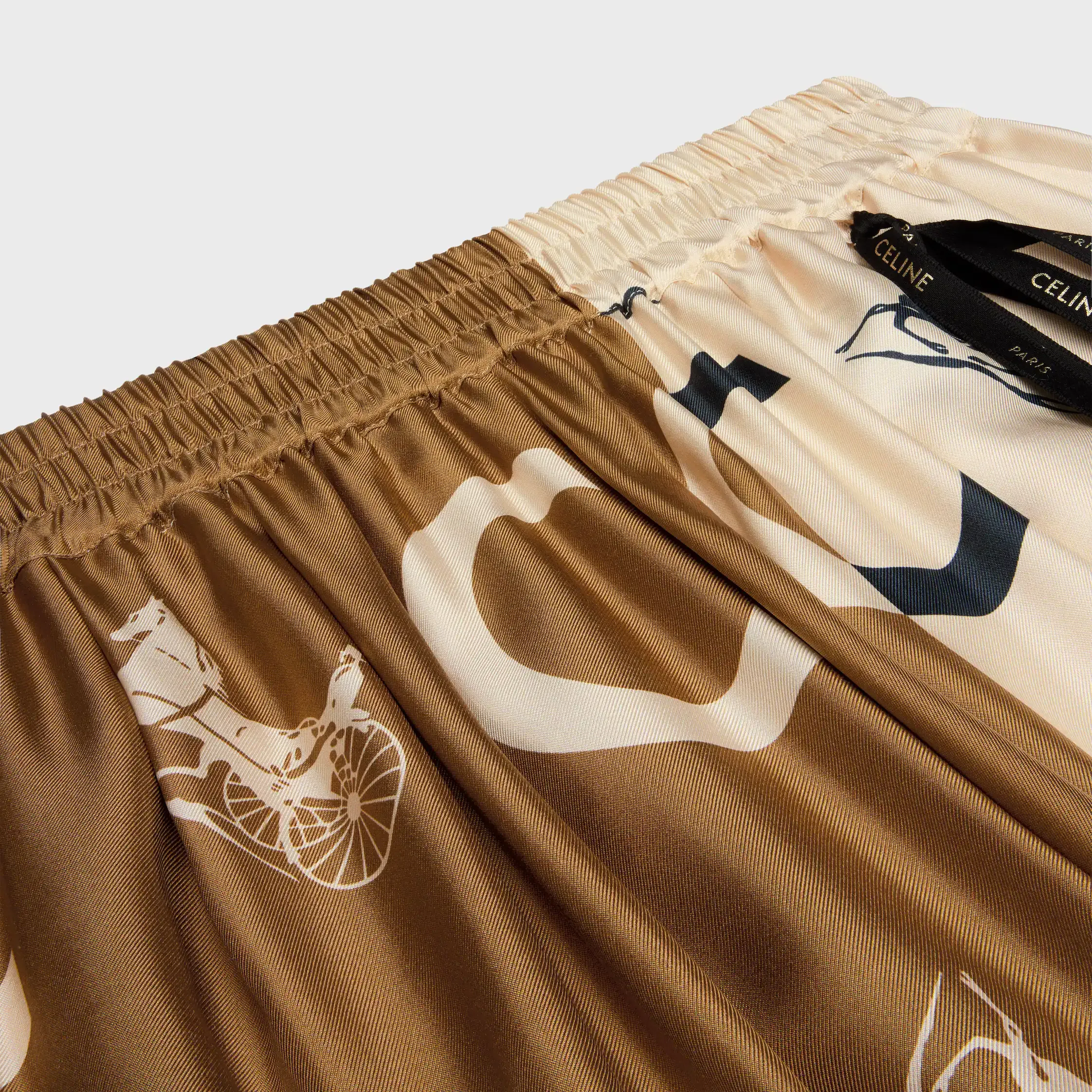 calças de pijama em seda twill