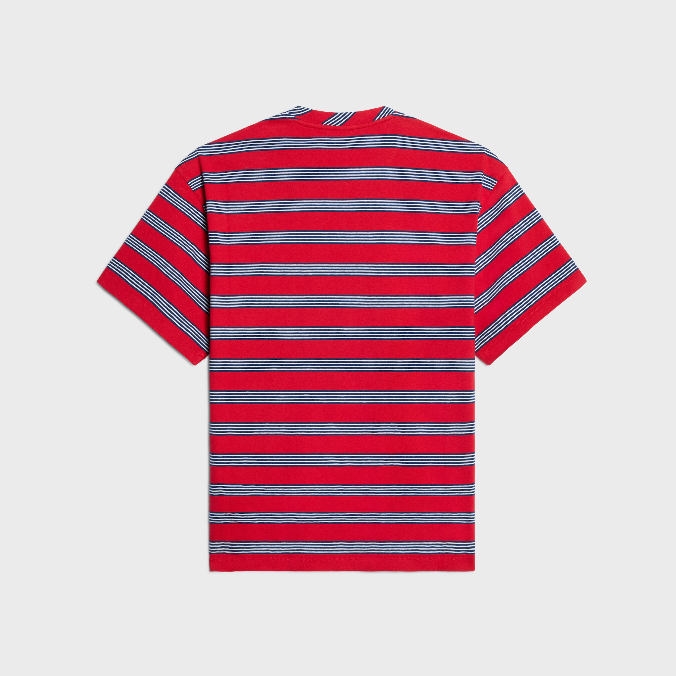 camiseta regular em malha de algodão listrada